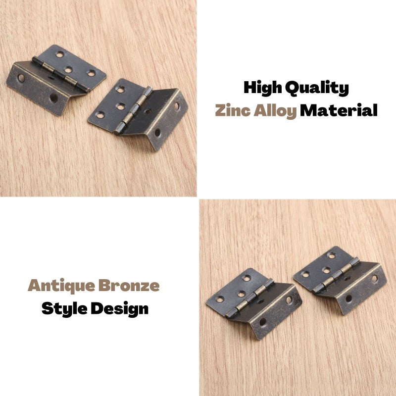 Yetaha 2 Pcs Three Folding Hardware Hinge, Antique Bronze Hinges, Decorative Box Hing with 12 Screws, Hardware Hinge for Door, Cabinet, Furniture, Small Chest Hinges - Image 5